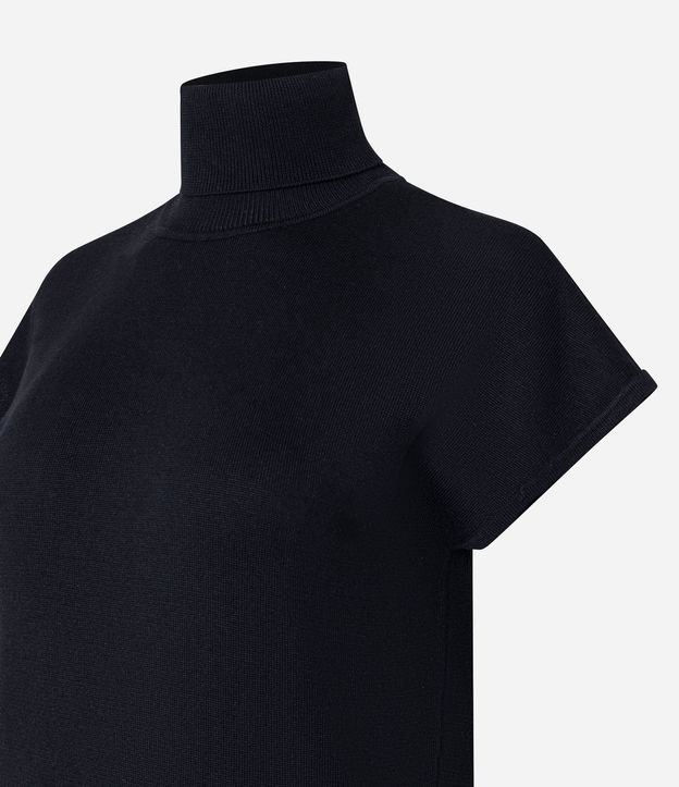 Vestido Midi en Punto con Cuello Alto y Manga Corta sin Sisa 10