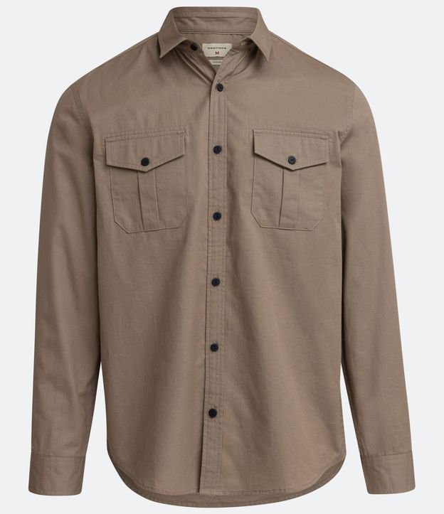 Camisa Manga Larga en Sarga con Bolsillos 1