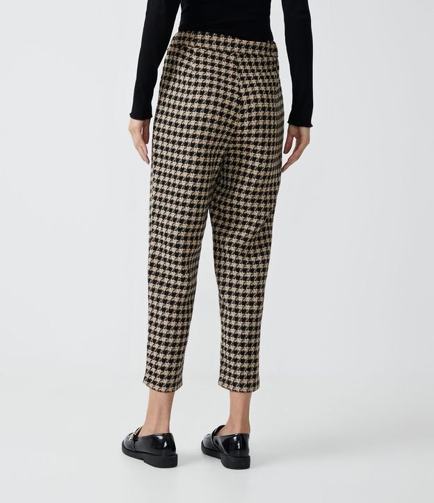 Pantalón Carrot con Cintura Alta y Estampa de Cuadros Pied-de-Poule 3