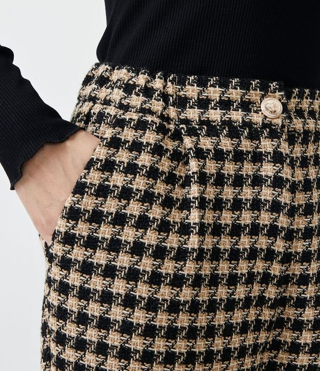 Pantalón Carrot con Cintura Alta y Estampa de Cuadros Pied-de-Poule 4