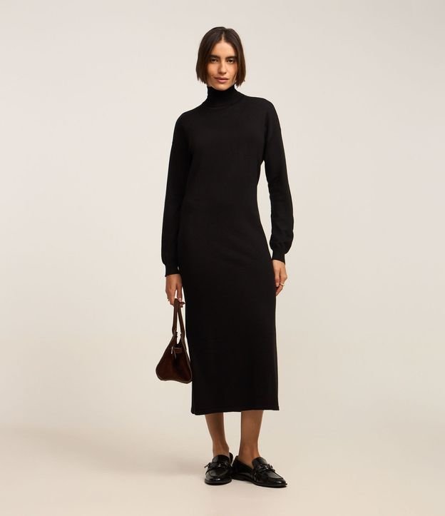 Vestido Midi de Punto con Cuello Alto 3