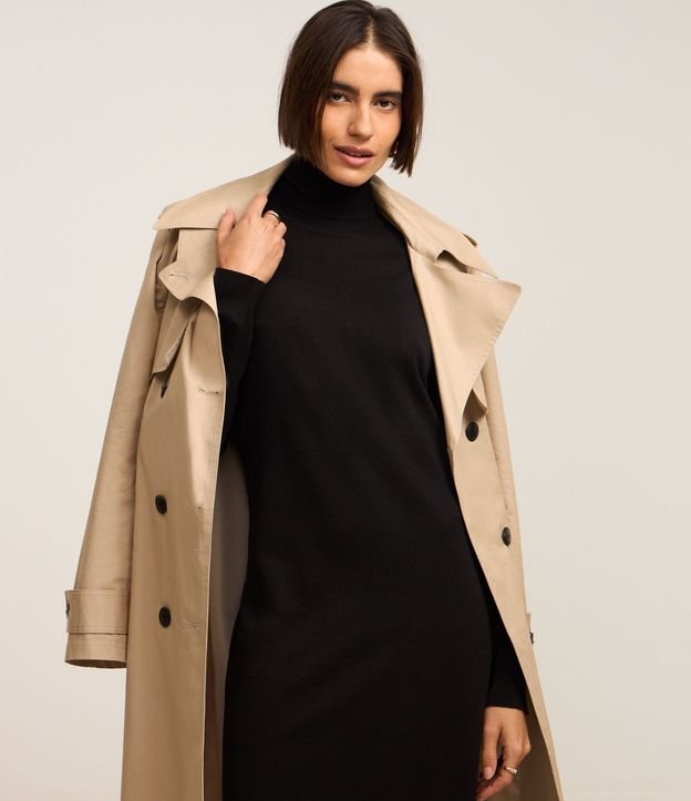 Vestido Midi de Punto con Cuello Alto