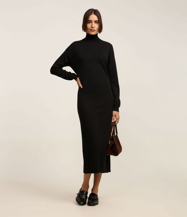 Vestido Midi de Punto con Cuello Alto 4