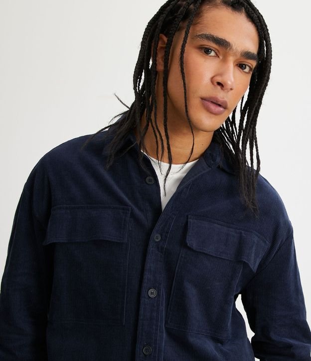 Camisa Overshirt en Terciopelo Cotelé con Bolsillos Delanteros 4