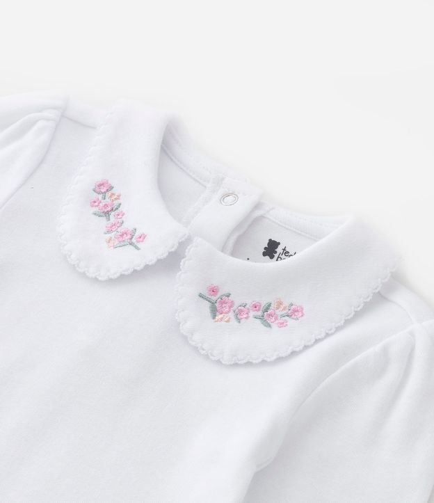 Body Infantil en Suedine con Bordado de Flor y Cuello Muñeca - Talle RN a 24 meses 6