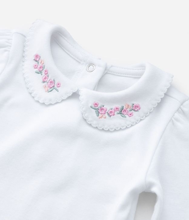 Body Infantil en Suedine con Bordado de Flor y Cuello Muñeca - Talle RN a 24 meses 7
