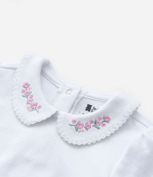 Body Infantil con Cuello Muñeca y Bordado de Flores - Talle RN a 18 Meses 9
