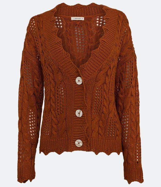 Cardigan en Punto con Detalles Texturizados y Huecos