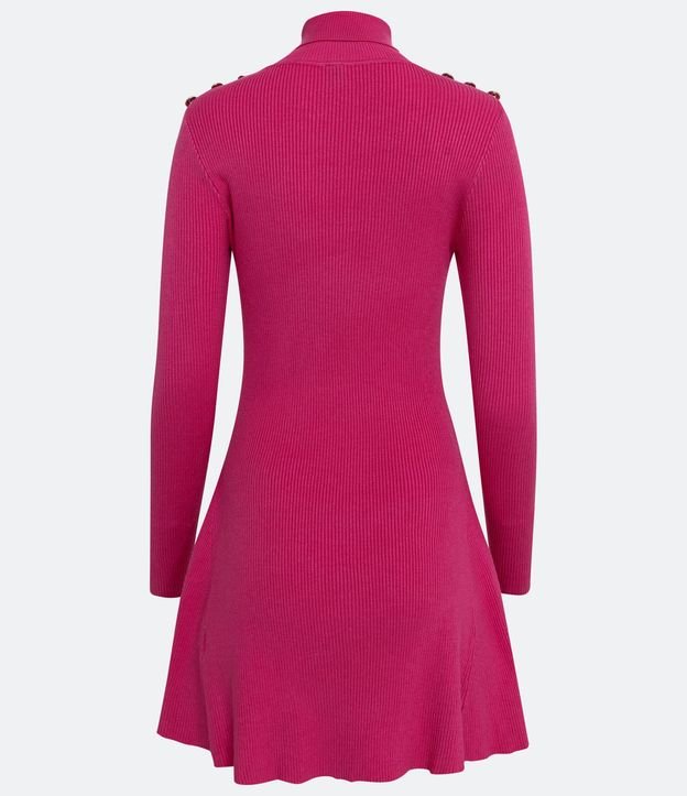 Vestido en Viscosa con Cuello Alto y Botones en los Hombros 6