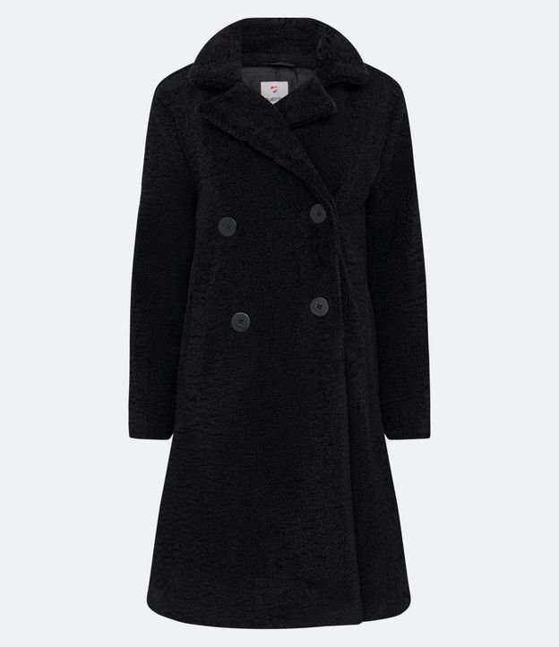 Campera Alargada en Sherpa con Bolsillos y Cierre Cruzado con Botones 5