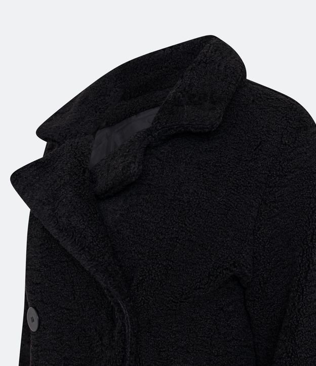 Campera Alargada en Sherpa con Bolsillos y Cierre Cruzado con Botones 6