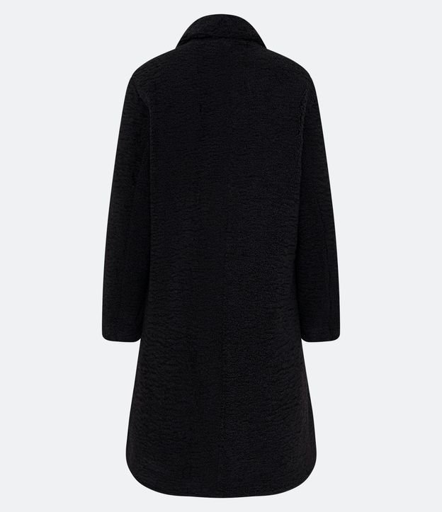 Campera Alargada en Sherpa con Bolsillos y Cierre Cruzado con Botones 8