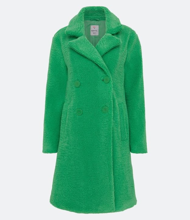 Campera Alargada en Sherpa con Bolsillos y Cierre Cruzado con Botones 2
