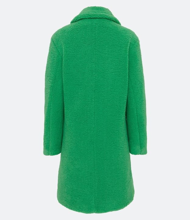 Campera Alargada en Sherpa con Bolsillos y Cierre Cruzado con Botones 4