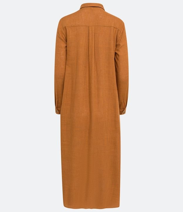 Vestido Chemise Alargado en Viscolino con Botones Contrastantes 7