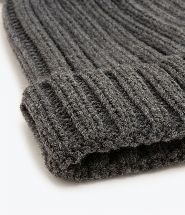 Gorro de Punto Acanalado con Pompón y Bajo Plegado 4