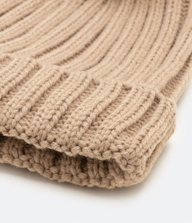 Gorro de Punto Acanalado con Pompón y Bajo Plegado 3