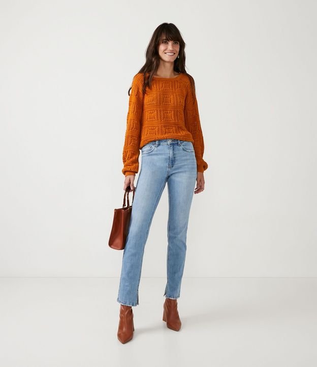 Pantalón Slim en Jeans con Encaje en la Bajo