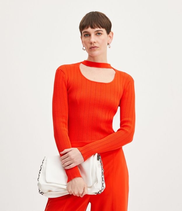 Blusa de Punto con Cuello Choker