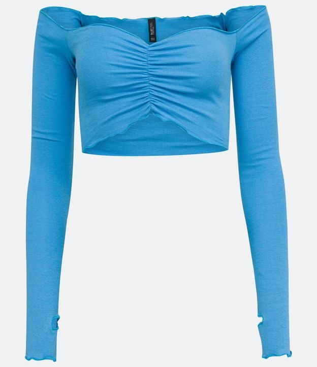 Blusa Cropped en Media Malla con Escote Hombro a Hombro y Destalhes 5