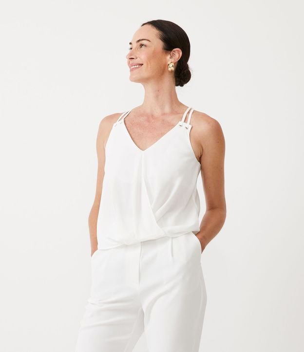 Blusa Cruzada con Tirante Fino y Detalle en los Hombros