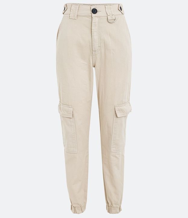 Pantalón Jogger en Sarga con Cintura Elástica y Bolsillos Cargo 5