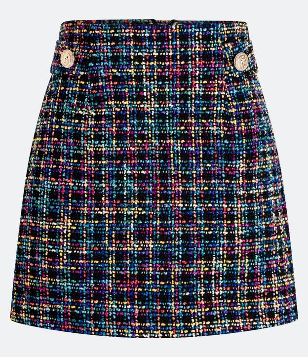 Pollera Corta en Tweed con Botones Escudo 1