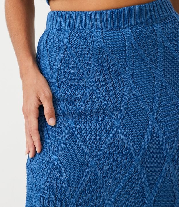 Pollera Midi de Punto con Cintura Elástica y Rombos Texturizados 4