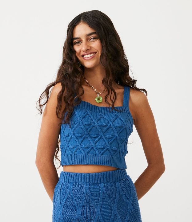 Blusa Cropped sin Manga de Puntos Diferenciados 2
