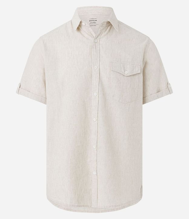 Camisa Comfort en Lino con Bolsillo y Dobra en la Manga 5