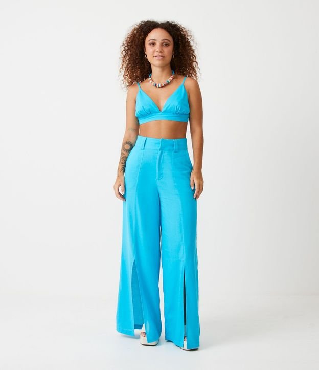 Blusa Cropped en Lino con Tirantes Ajustables 2