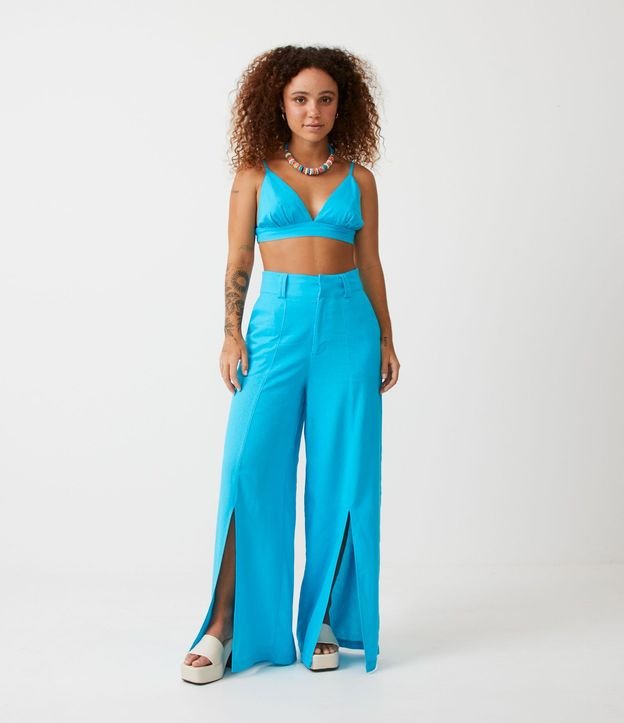 Pantalón Pantalona Sastrería en Lino con Aberturas
