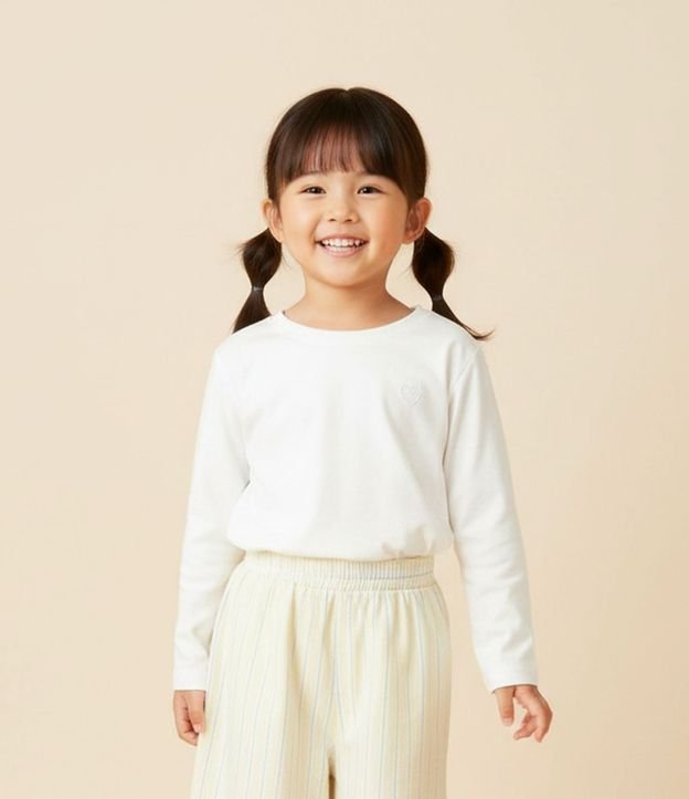 Blusa Infantil con Bordado de Corazón en el Pecho - Talle 1 a 5 años