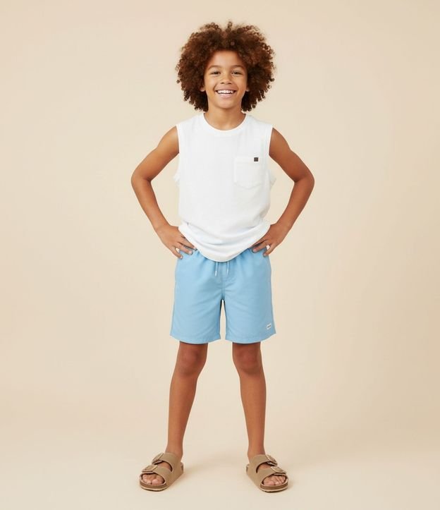 Bermuda de Baño Infantil con Etiqueta Gomosa - Talle 5 a 14 años
