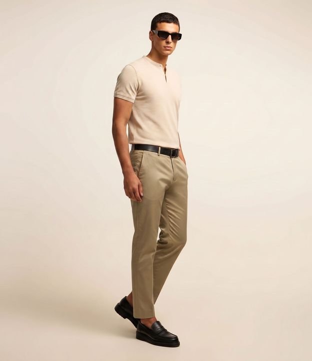 Camisa Polo Slim en Piquet Texturizado con Cuello Polo