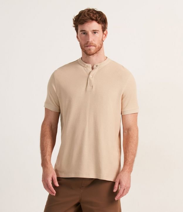 Camisa Polo Slim en Piquet Texturizado con Cuello Polo