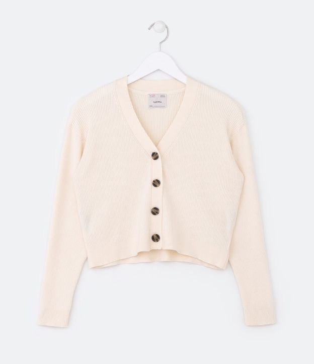 Cardigan Infantil de Punto Acanalado con Botones - Talle 5 a 14 años