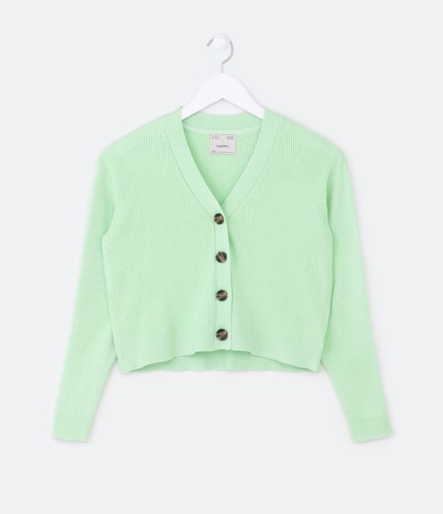 Cardigan Infantil de Punto Acanalado con Botones - Talle 5 a 14 años