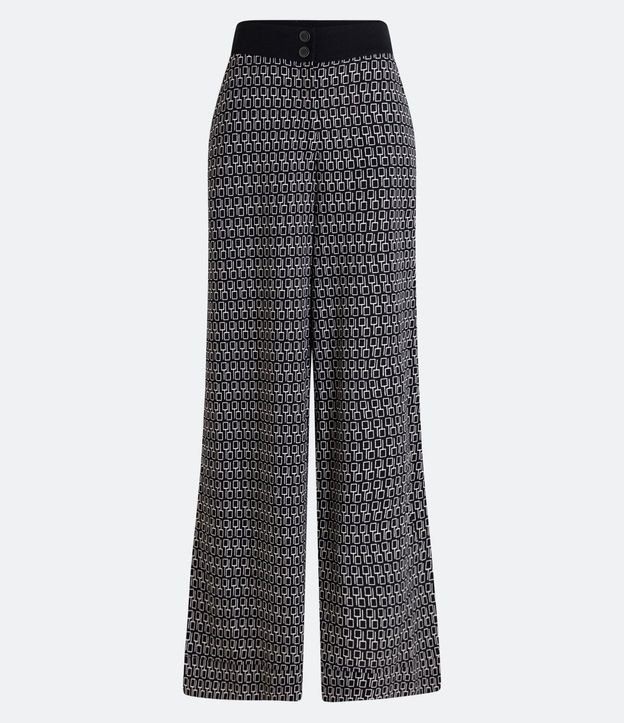 Pantalón Wide Leg con Cintura Contrastante y Estampado Geométrico 5