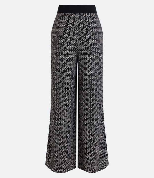 Pantalón Wide Leg con Cintura Contrastante y Estampado Geométrico 6