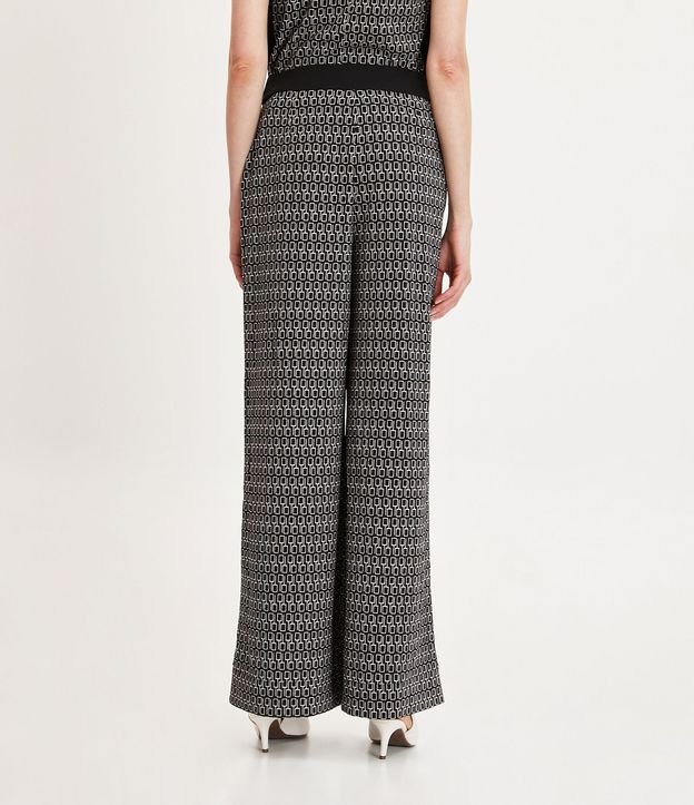 Pantalón Wide Leg con Cintura Contrastante y Estampado Geométrico 3