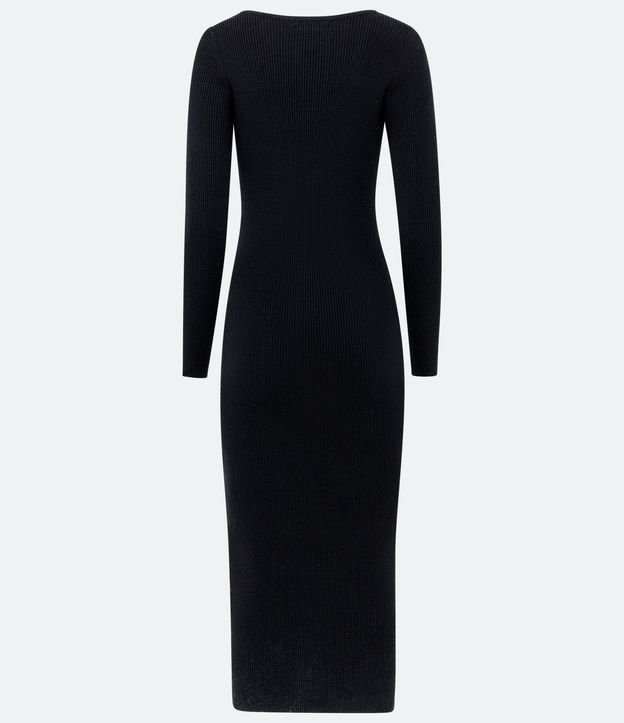 Vestido Midi de Punto Ajustado y con Cuello Barco 6