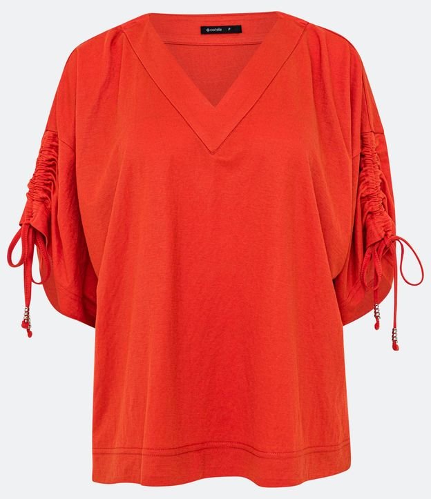 Blusa Amplia con Escote V y Detalle de Lazo Fruncido en las Mangas 5