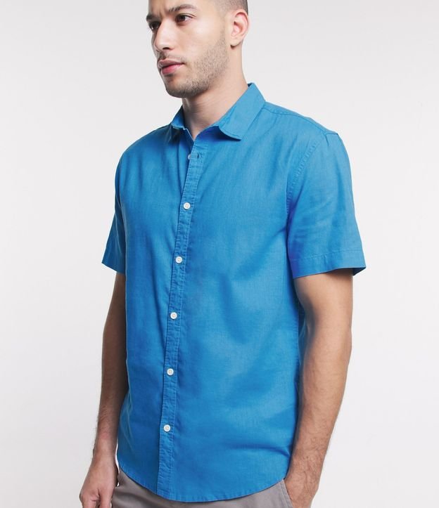 Camisa Comfort Básica en Lino con Manga Corta 4