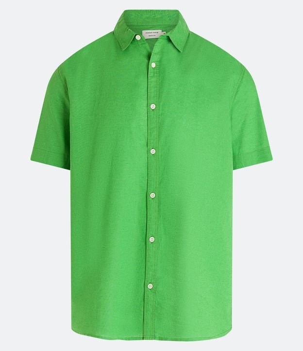 Camisa Comfort Básica en Lino con Manga Corta