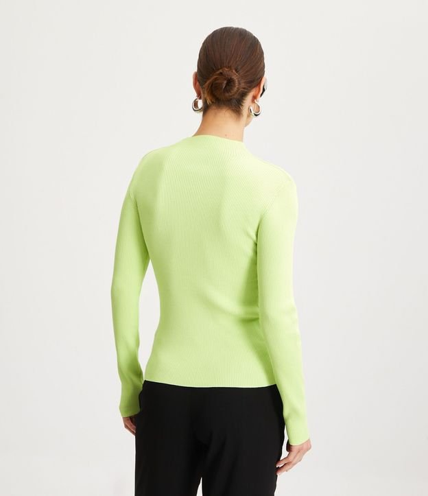 Blusa Básica en Tejido de Punto Acanalada con Cuello Alto 3