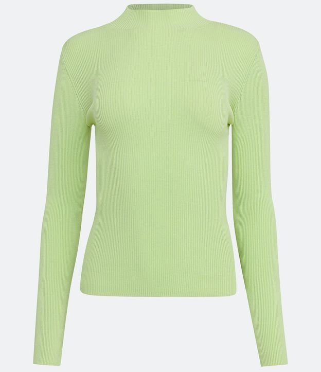Blusa Básica en Tejido de Punto Acanalada con Cuello Alto 5