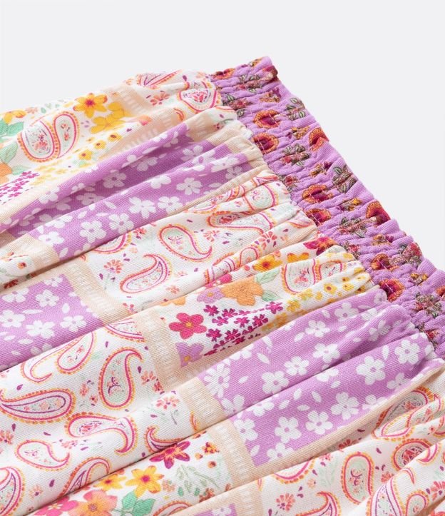 Pollera Infantil con Cinturilla en Ganchillo y Estampa Estilo Patchwork - Talle 5 a 14 años 4
