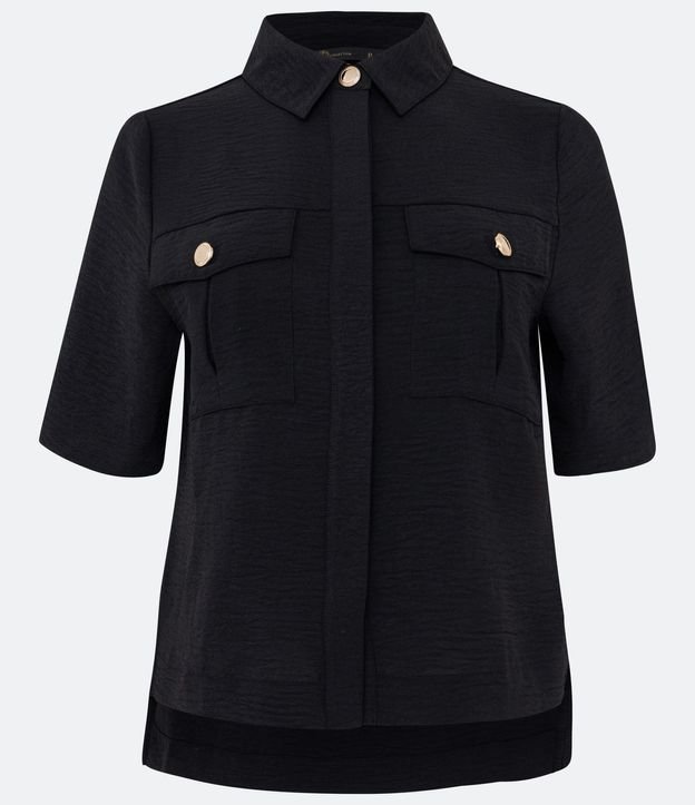 Camisa Texturizada con Bolsillos Delanteros y Botones Diferenciados