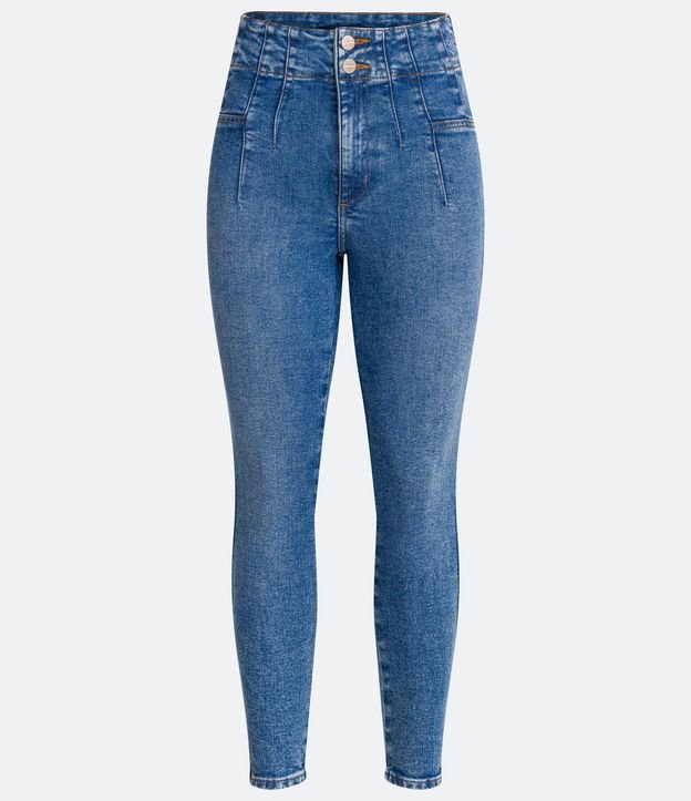 Pantalón Cigarrete Cintura Alta en Jeans con Pliega y Bolsillos 5